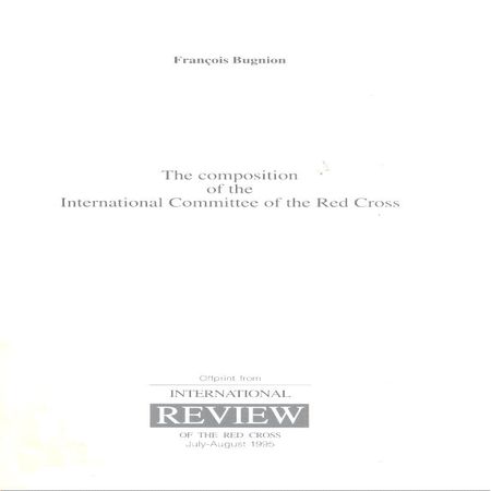 The Composition of the International Committee of the Red Cross